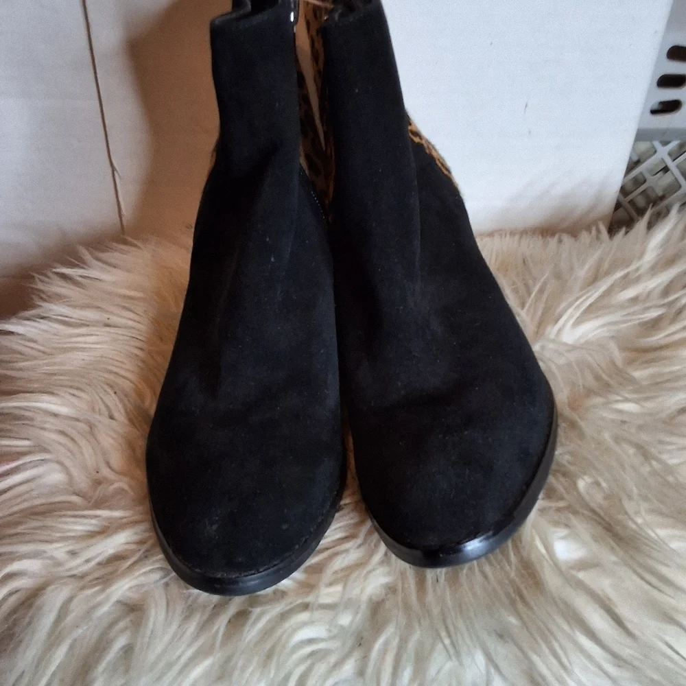 Sacha London Soft Black  & Leopard Ankle Boots 8 - Picture 3 of 12